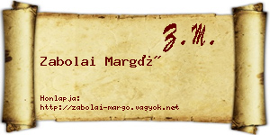 Zabolai Margó névjegykártya